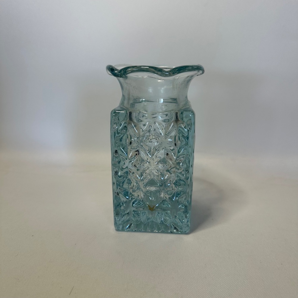 Vintage Pale Blue Apothecary Jar/Bottle Diamond Star Quilt Pattern 4.5" No Lid